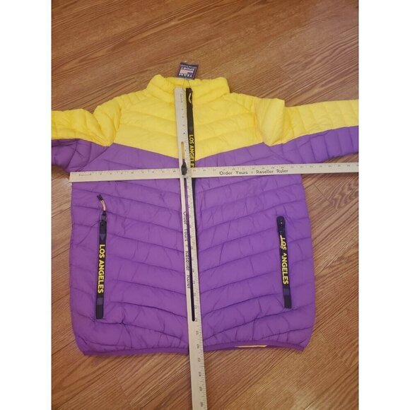 Los Angeles Purple Gold Puffer Jacket Men's Size Large Colorblock NWT - Picture 5 of 11